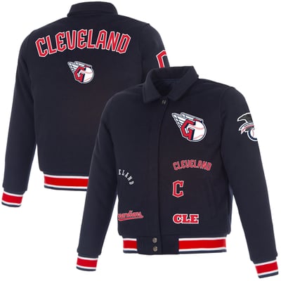 Cleveland Guardians JH Design Women's Reversible Wool Full-Snap Jacket - Navy