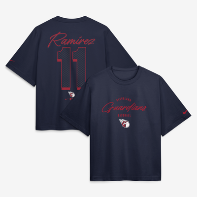 José Ramírez Cleveland Guardians Nike Women's Premium Essentials Boxy Name & Number T-Shirt - Navy