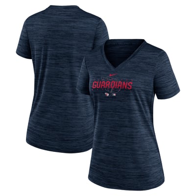 Cleveland Guardians Nike Women's Authentic Collection Velocity Practice Performance V-Neck T-Shirt - Navy