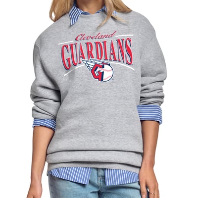Cleveland Guardians Starter Women's Arch Stripe Fleece Sweatshirt - Gray