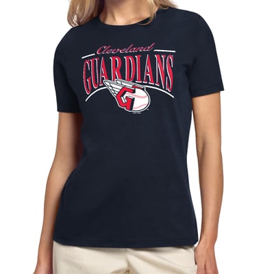 Cleveland Guardians Starter Women's Arch Stripe T-Shirt - Navy