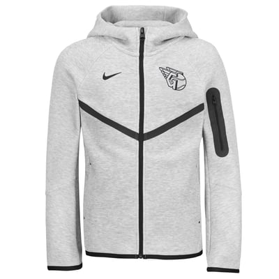  Cleveland Guardians Nike Youth Tech Fleece Raglan Full-Zip Windrunner Hoodie - Heather Gray