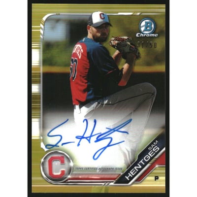 2019 Bowman Chrome Prospect Autographs Gold Refractors #CPASHE Sam Hentges