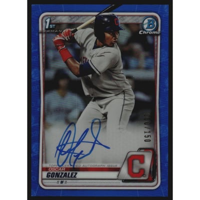 2020 Bowman Chrome Prospect Autographs Blue Refractors #CPAOG Oscar Gonzalez