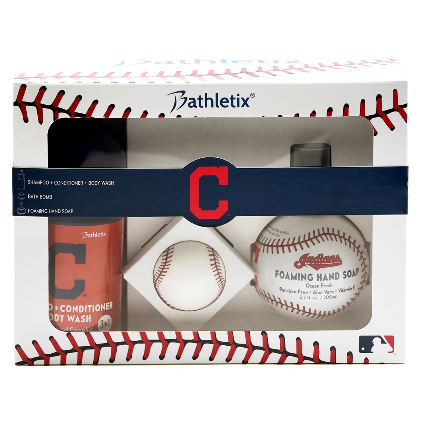 MLB ボブルヘッドCleveland Indians セット Cleveland Indians Bathletix 3-in-1 Bath Gift Set