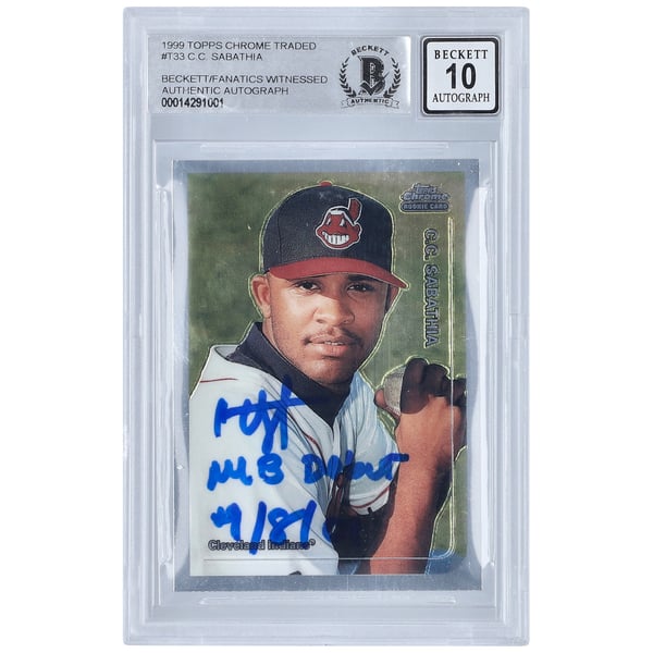 Autographed Cleveland Indians CC Sabathia 1999 Topps Chrome Traded 