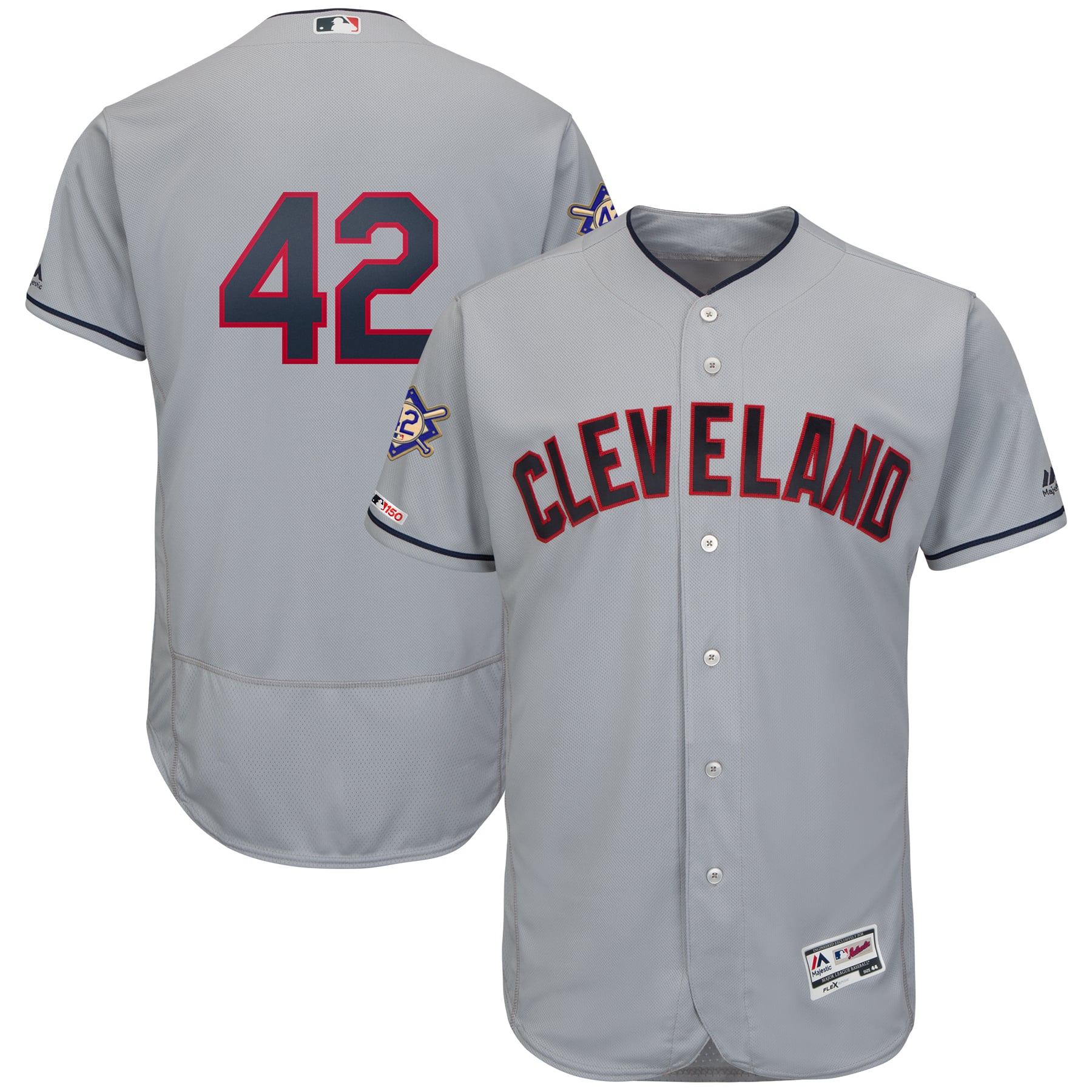 Men's Cleveland Indians Majestic Gray 2019 Jackie Robinson Day