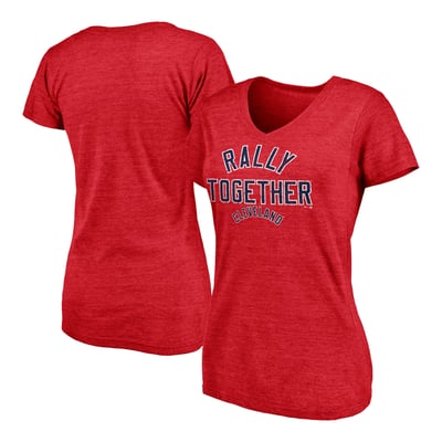 Damen T-Shirt Mit Chief Wahoo Indianer-Design - V-Ausschnitt, Strass-Bling, Cleveland Indians