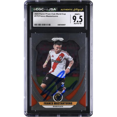 Franco Mastantuono Club Atlético River Plate Autographed 2025 Panini Prizm Club World Cup #175 CGC Authenticated 9.5/10 Rookie Card