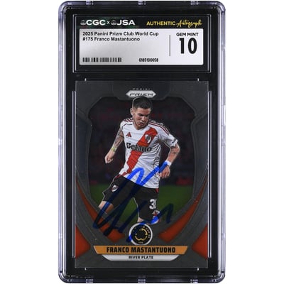 Franco Mastantuono Club Atlético River Plate Autographed 2025 Panini Prizm Club World Cup #175 CGC Authenticated GEM MINT 10 Rookie Card