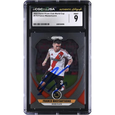 Franco Mastantuono Club Atlético River Plate Autographed 2025 Panini Prizm Club World Cup #175 CGC Authenticated MINT 9 Rookie Card