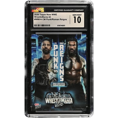 CM Punk & Roman Reigns WWE 2026 Topps Now WrestleMania 42 #WMV4 CGC Authenticated GEM MINT 10 Card