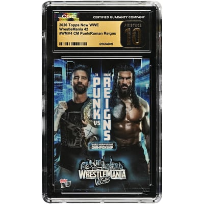 CM Punk & Roman Reigns WWE 2026 Topps Now WrestleMania 42 #WMV4 CGC Authenticated PRISTINE 10 Card
