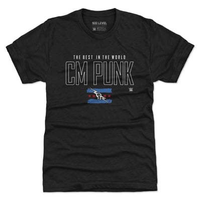 CM Punk 500 Level WWE Elite Premium Tri-Blend T-Shirt - Heather Black