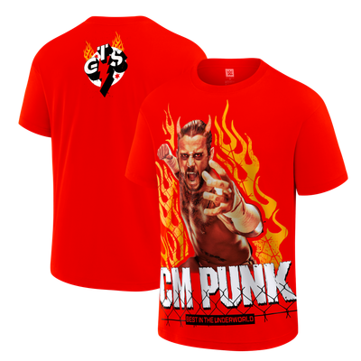 CM Punk Best In The Underworld Retro T-Shirt - Red