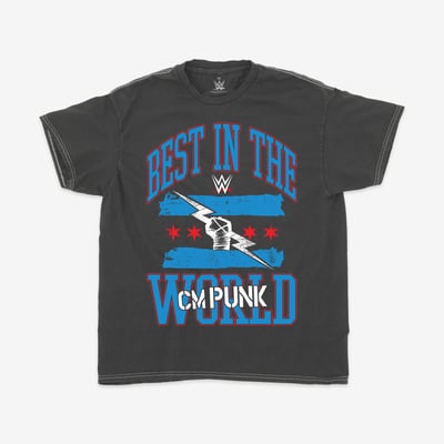  CM Punk Ripple Junction Best In The World Punk Flag Graphic T-Shirt - Black