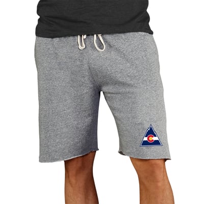 CO Rockies Concepts Sport Vintage Logo Mainstream Tri-Blend Terry Shorts - Gray