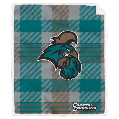 Coastal Carolina Chanticleers Pegasus Bold Plaid Steel 50" x 60" Ultra Cozy Sherpa Blanket