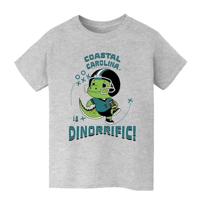 Coastal Carolina Chanticleers Vive La Fete Youth Dinorrific T-Shirt - Gray