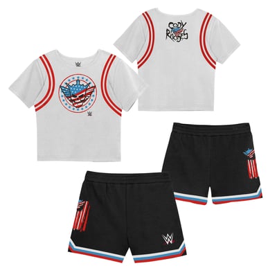  Cody Rhodes Mitchell & Ness Toddler Play by Place Two-Pack T-Shirt & Shorts Set - White/Black