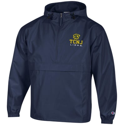 College of New Jersey Lions Champion Packable Half-Zip Hooded Jacket - Navy

