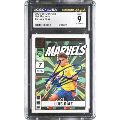 Luis Díaz Colombia National Team Autographed 2024-25 Panini Donruss Net Marvels #5 CGC Authenticated 9/10 Card