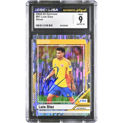 Luis Díaz Colombia National Team Autographed 2024-25 Panini Donruss Silver #91 CGC Authenticated 9/10 Card
