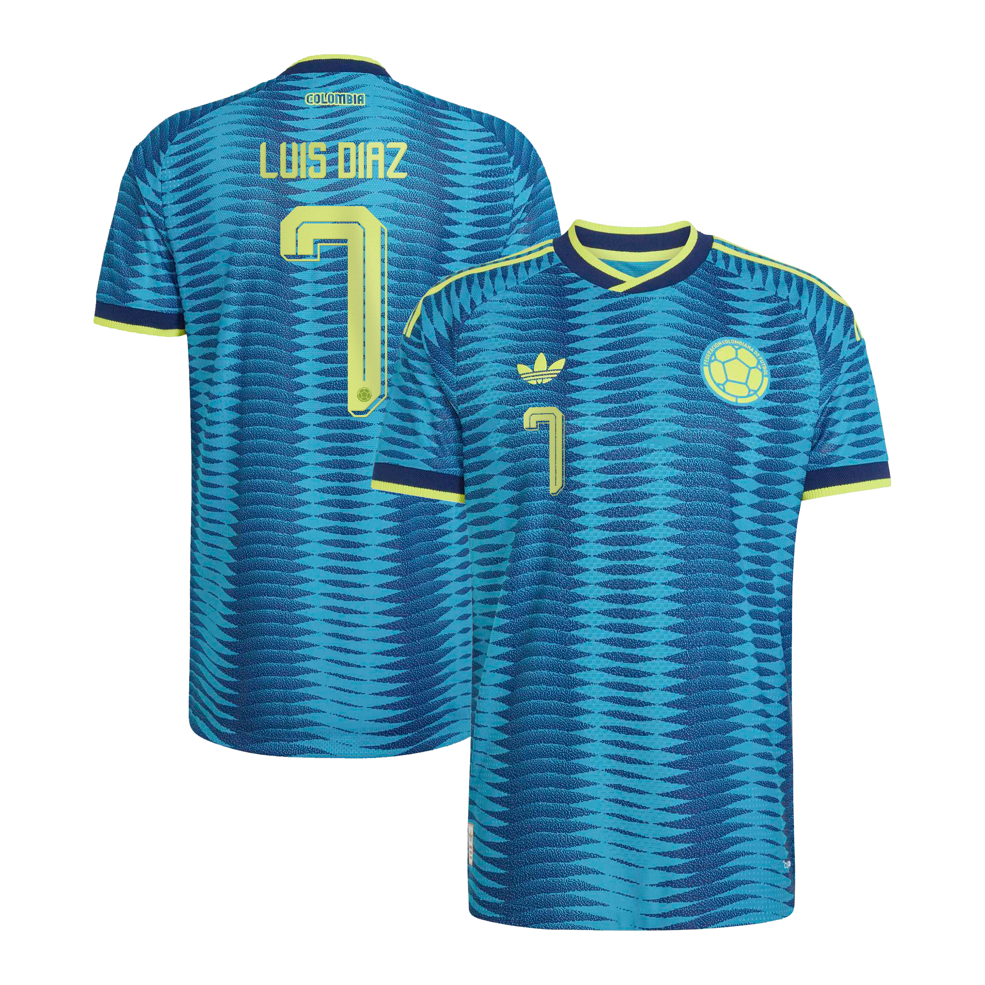 Luis Diaz Colombia National Team 2026 Away On Field Style Jersey Turquoise