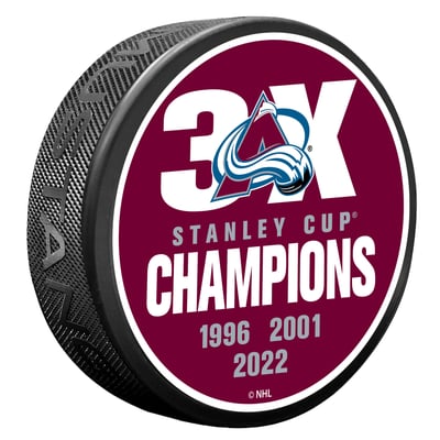 Colorado Avalanche 3X Champions Hockey Puck