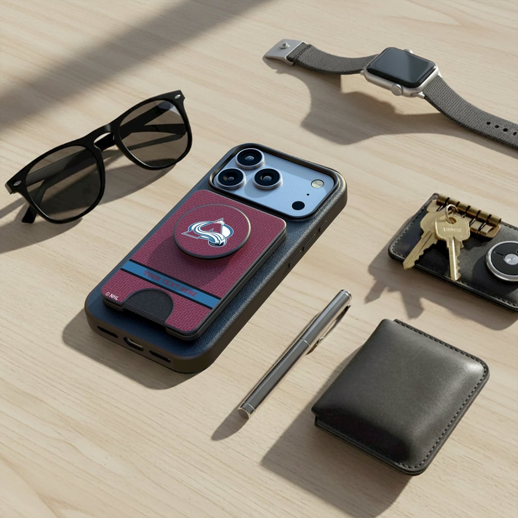 Colorado Avalanche Keyscaper Personalized Solid PopSockets Magnetic Wallet