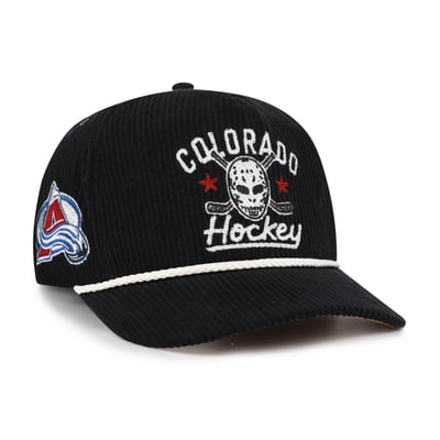 Colorado Avalanche '47 Hockey Mask Corduroy Rope Hitch Adjustable Hat - Black