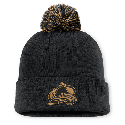 Colorado Avalanche Fanatics Military Appreciation Authentic Pro Cuffed Knit Hat with Pom - Black