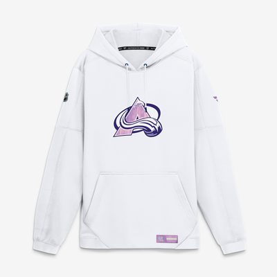  Colorado Avalanche Fanatics Authentic Pro Hockey Fights Cancer Rink Fleece Hoodie - White