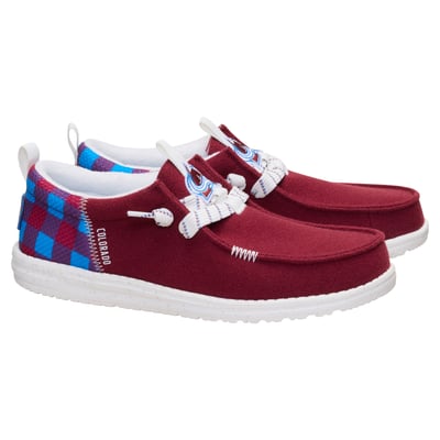 Colorado Avalanche Hey Dude Wally Funk Casual Slip-On Shoes - Burgundy