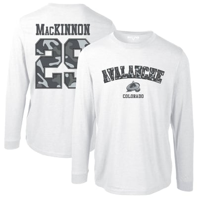 Nathan MacKinnon Colorado Avalanche Levelwear Oscar Long Sleeve T-Shirt - White