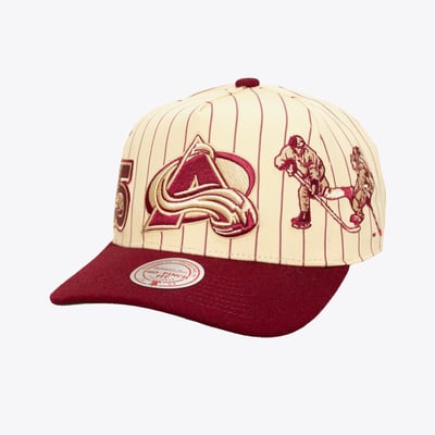  Colorado Avalanche Mitchell & Ness Retro Roots Vintage Stripe Pro Snapback Hat - Cream