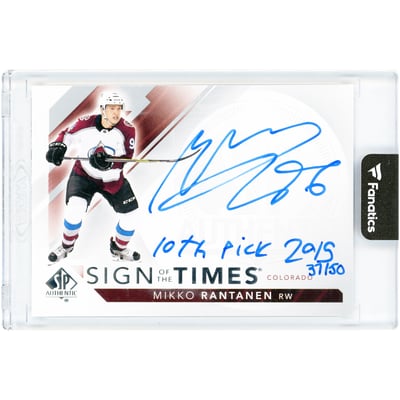 Mikko Rantanen Colorado Avalanche Autographed 2017-18 Upper Deck SP Authentic Sign Of The Times #SOTT-MR #37/50 Card with "10th Pick 2015" Inscription