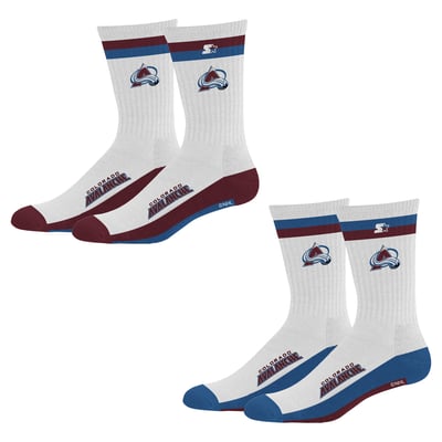  Colorado Avalanche Starter Unisex Two-Pack Stripe Top End Crew Socks