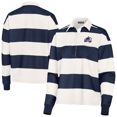 Colorado Avalanche Antigua Women's Banner Rugby Long Sleeve Polo - Navy/White