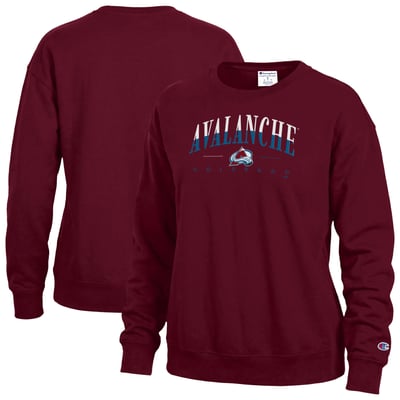 Colorado Avalanche Champion Women's  Split Color Text Sweatshirt - Burgundy