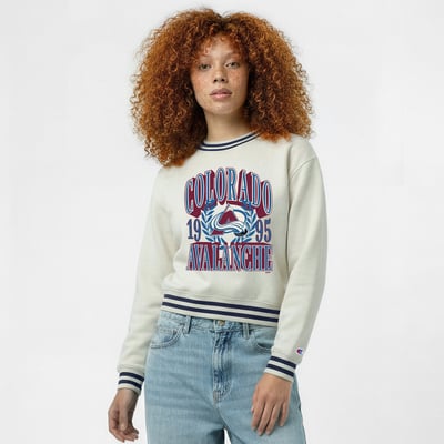  Colorado Avalanche Champion Women's Bold Laurels Reverse Weave Yarn Sweatshirt - Cream