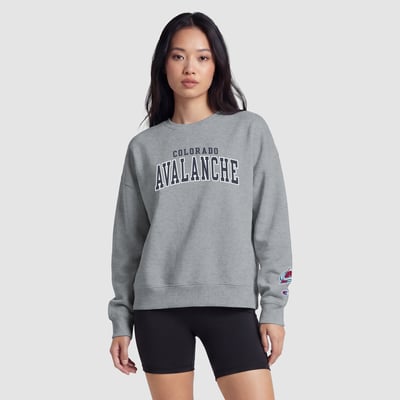  Colorado Avalanche Champion Women's Applique Crewneck Sweatshirt - Heather Gray