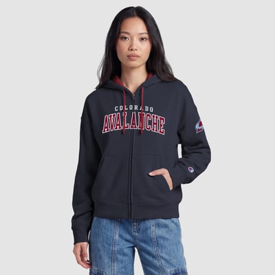 Colorado Avalanche Champion Women's Applique Full-Zip Fleece Hoodie - Navy/Burgundy