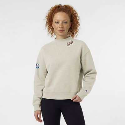  Colorado Avalanche Champion Women's Collar Script Triumph Tri-Blend Fleece Sweatshirt - Oatmeal