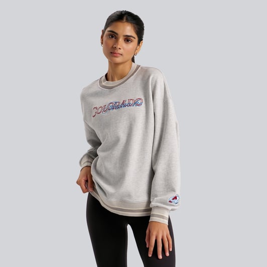 Colorado Avalanche lululemon Women's Perfectly Oversized Hip-Length Ringer Sweatshirt - Heathered Core Ultra Light Grey