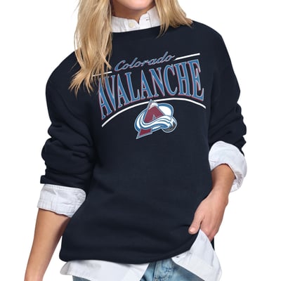 Colorado Avalanche Starter Women's Arch Stripe Fleece Sweatshirt - Navy