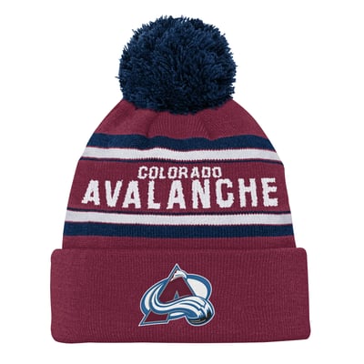 Colorado Avalanche Youth Jacquard Cuffed Knit Hat with Pom - Burgundy