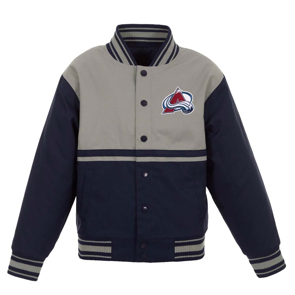 Youth Colorado Avalanche JH Design Navy Poly-Twill Full-Snap Jacket