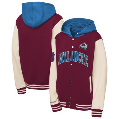  Colorado Avalanche Mitchell & Ness Youth Rink Side Full-Snap Fleece Jacket - Burgundy