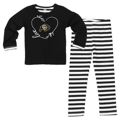  Colorado Buffaloes Wes & Willy Girls Toddler 2-Piece Long Sleeve Top and Pants Set - Black